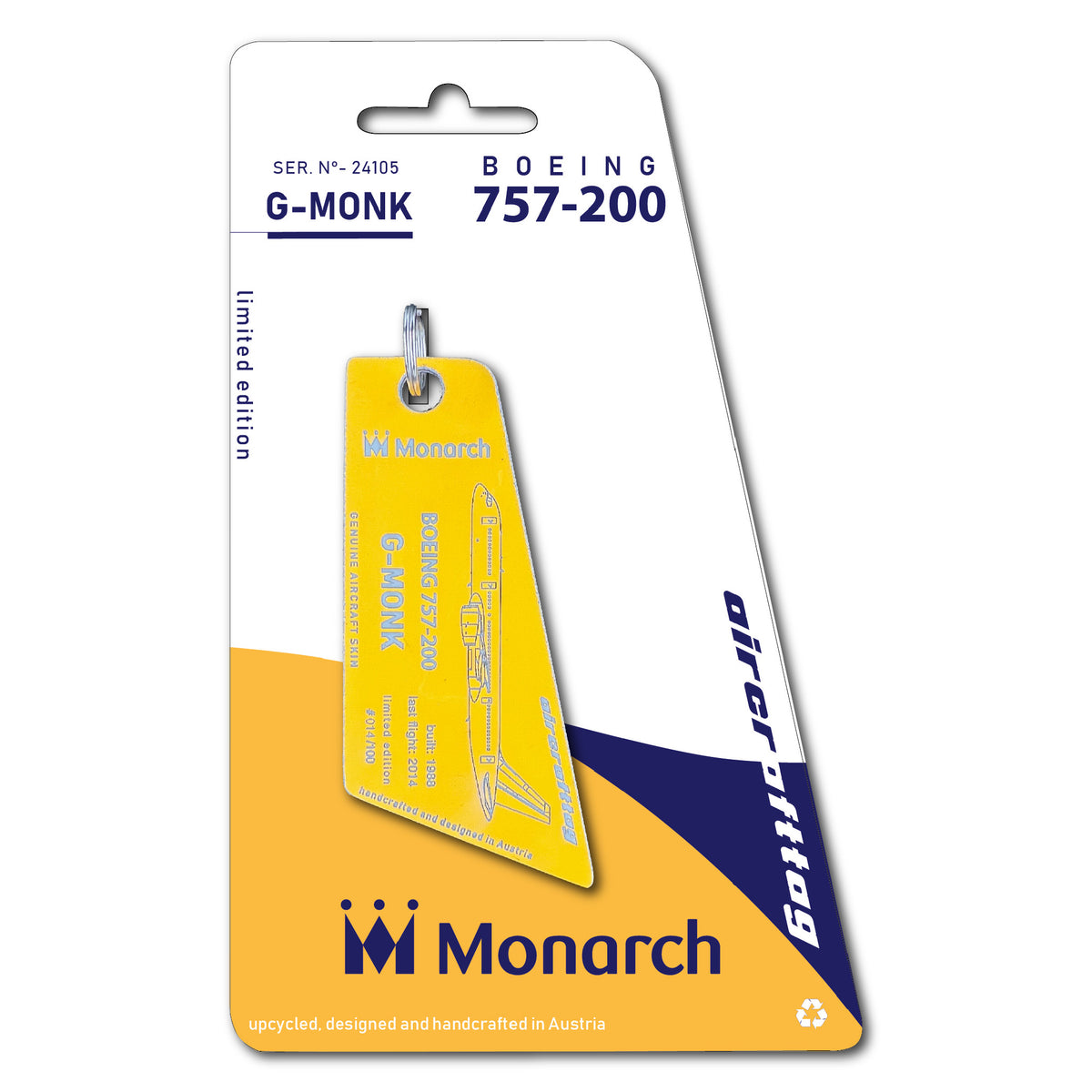 Sample Monarch Tag Boeing B757 - Monarch - G-MONK – Aircrafttag