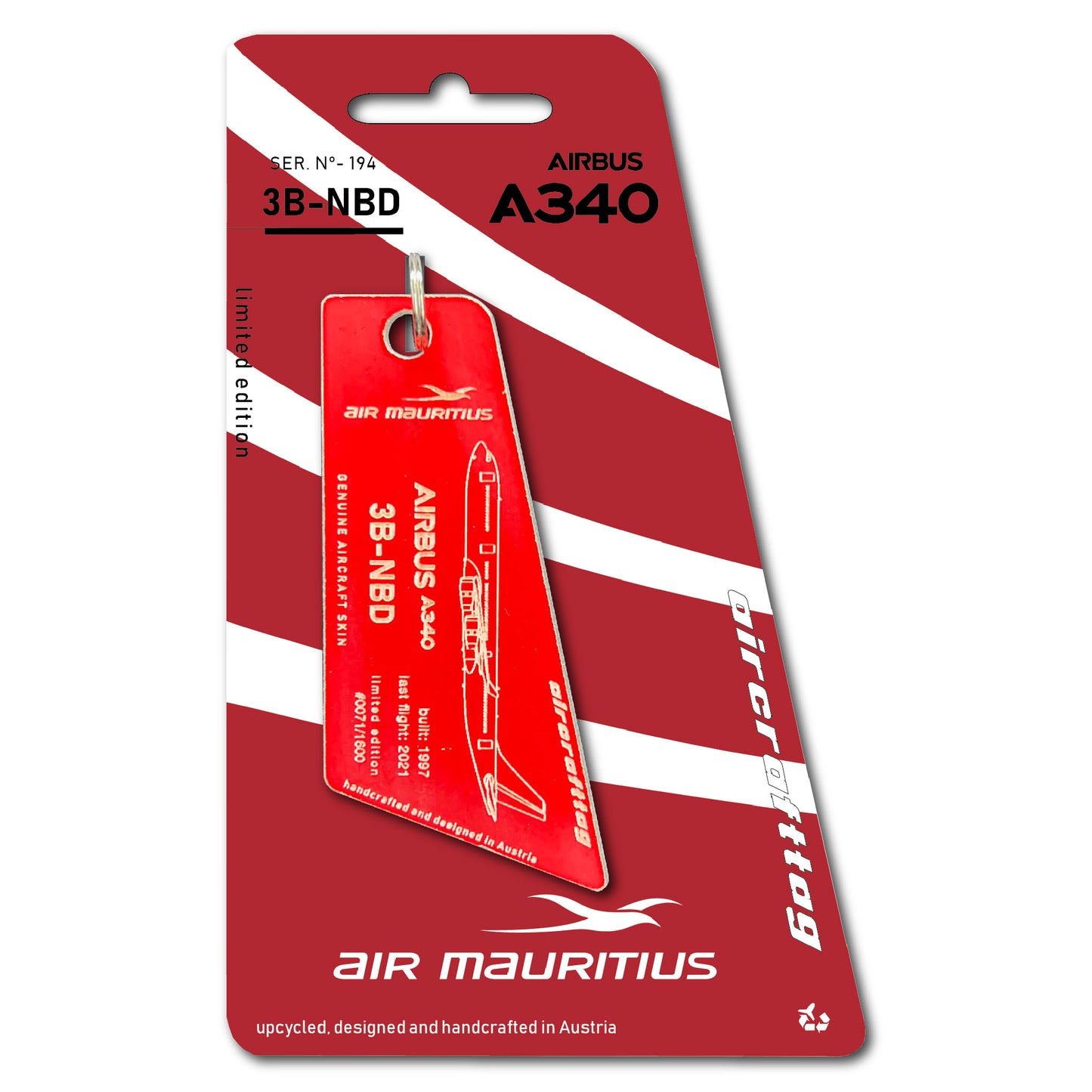 Airbus A340 - Air Mauritius - 3B-NBD - flag cut
