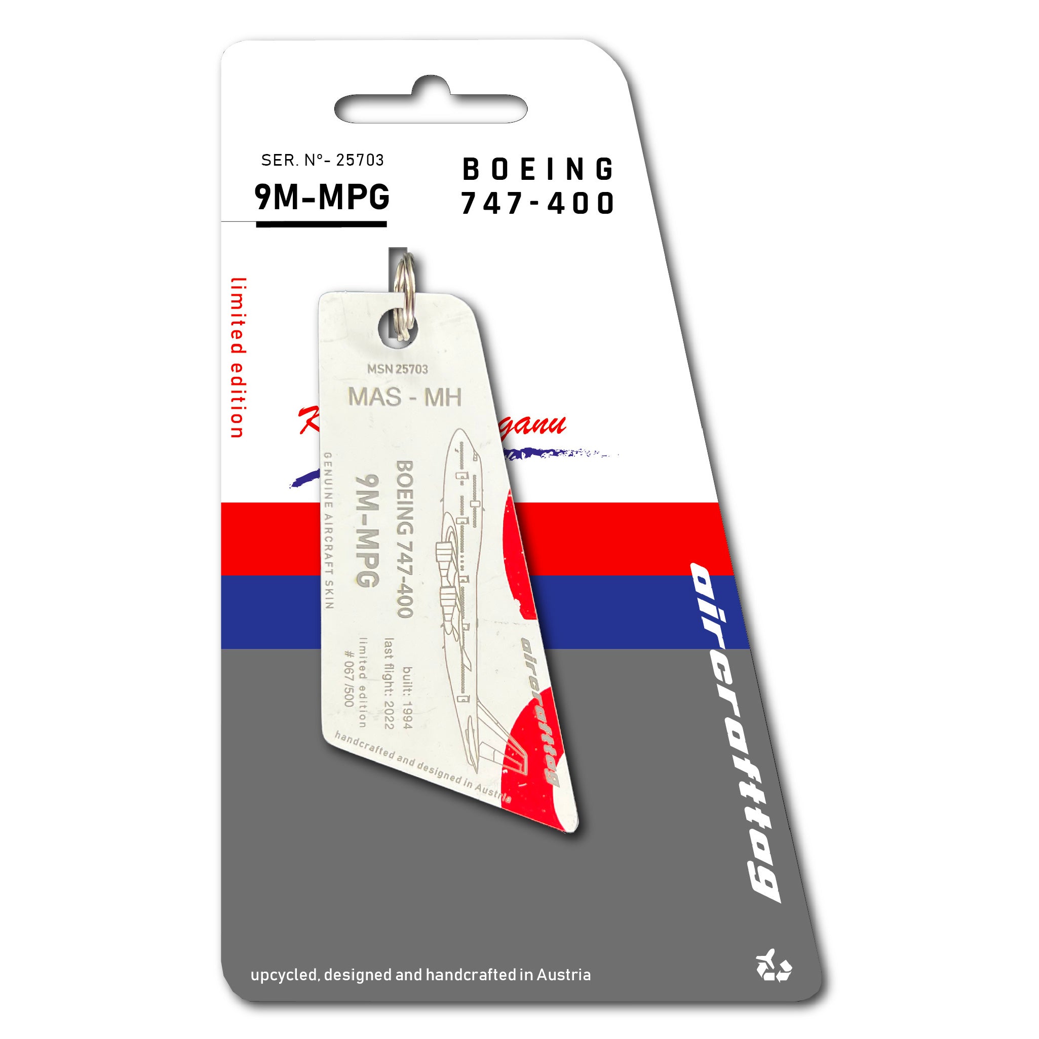 Boeing 747-400 9M-MPG MH タグ aircraft tag produktfotoMalaysianB7479M-