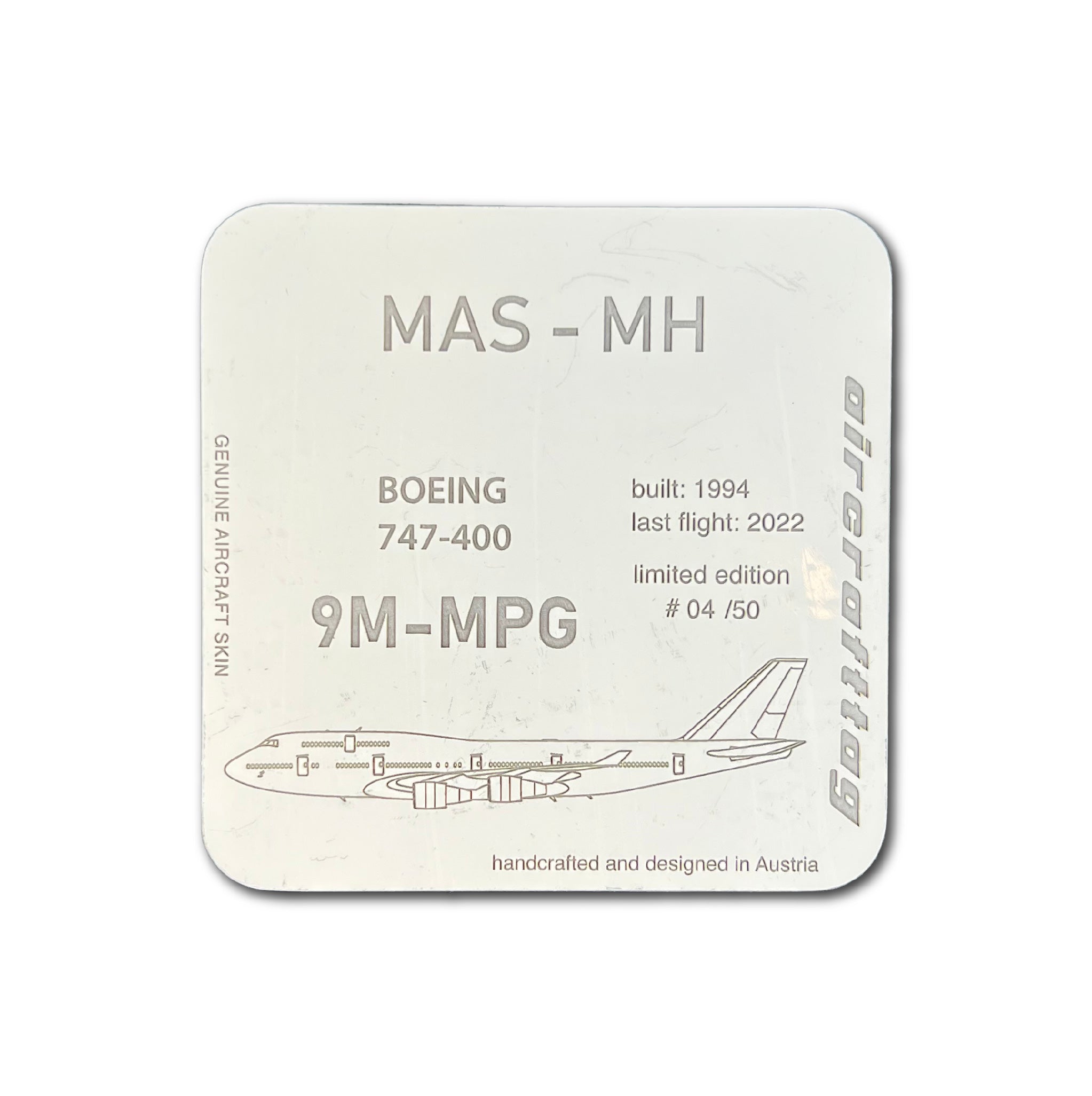 EVA航空 Aviationtag B747-400 特殊部位ロゴカット Aircraft Skin Tags | EVA Air Boeing 747 B-16411 Keychain