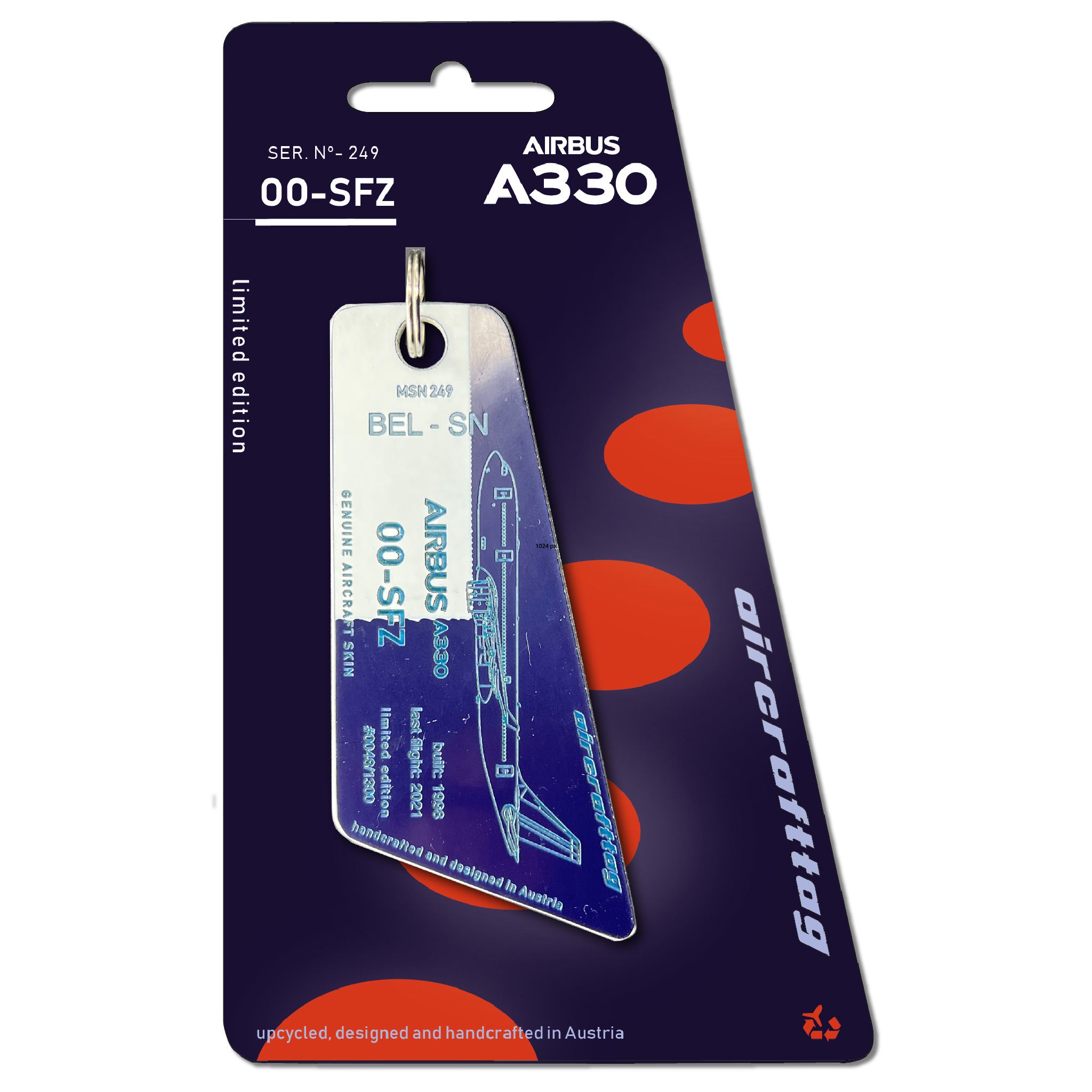 ブリュッセル航空 Aircrafttag A330 OO-SFZBrussles_white_darkblue.