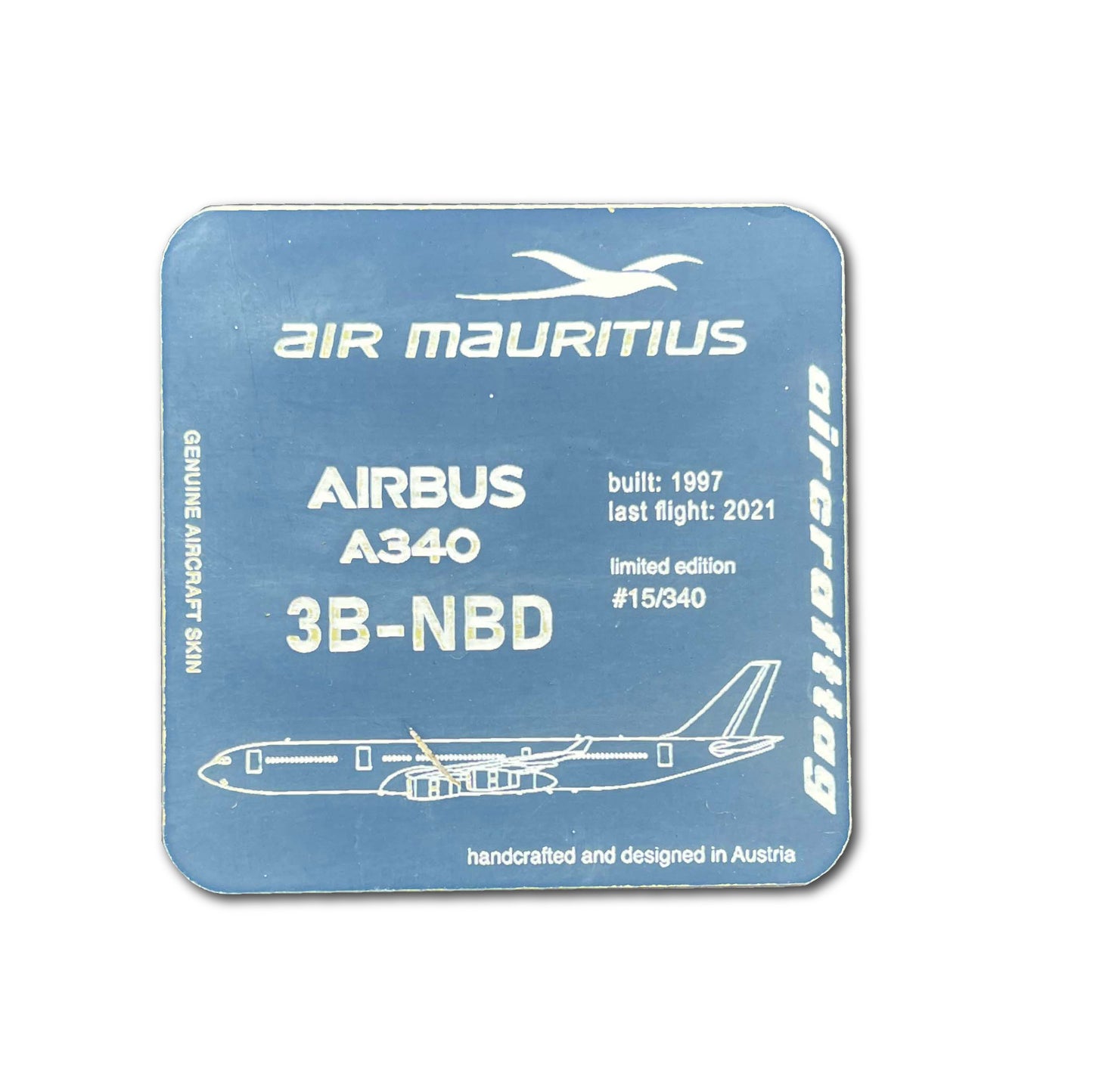 Glasuntersetzer - A340 - 3B-NBD- Air Mauritius