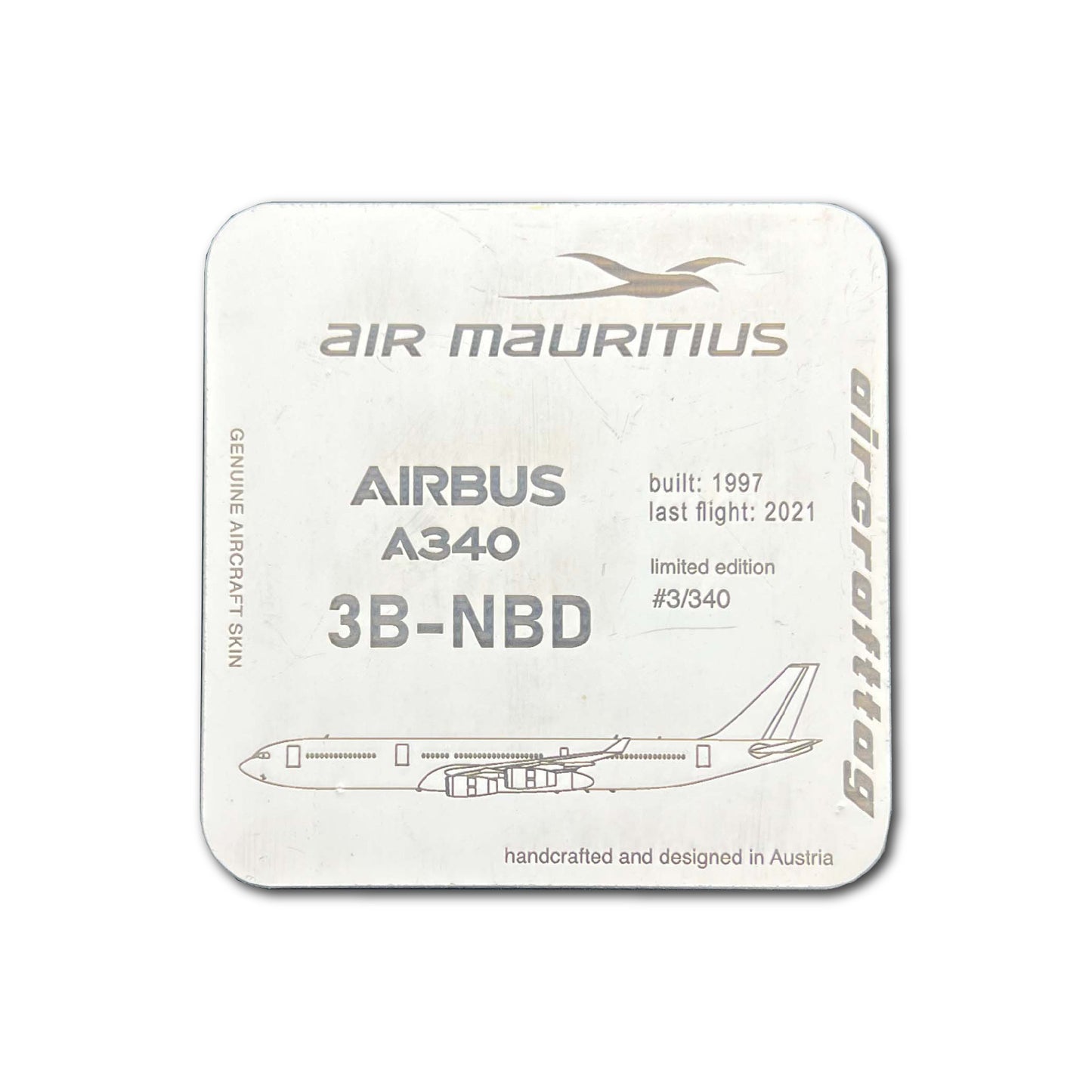 Glasuntersetzer - A340 - 3B-NBD- Air Mauritius